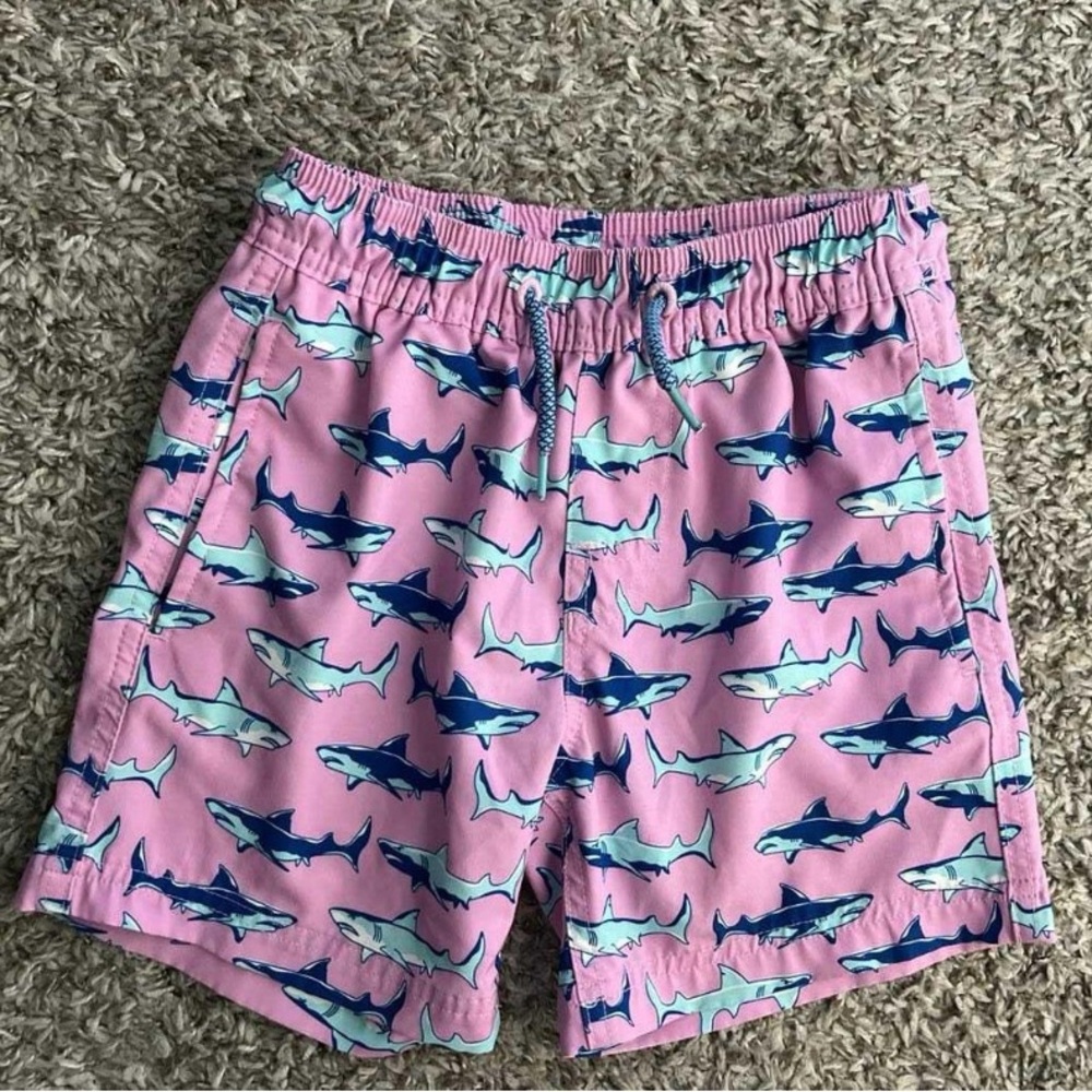 Shark Print Kids Swim Trunks - size 6/7